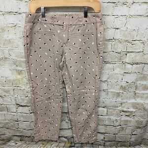 LOFT Beige Black White Polka Dot Linen Blend Capris